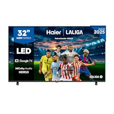 Haier Direct LED Full HD H32K85FFX - 32"  Smart TV  Google TV  Dolby Audio  HDR 10  Smart Remote Control  Google Assistant  Procesador Quad Core  Bluetooth 5.1  DBX TV  HDMI 2.1 x 4  Sin Marcos  2025
