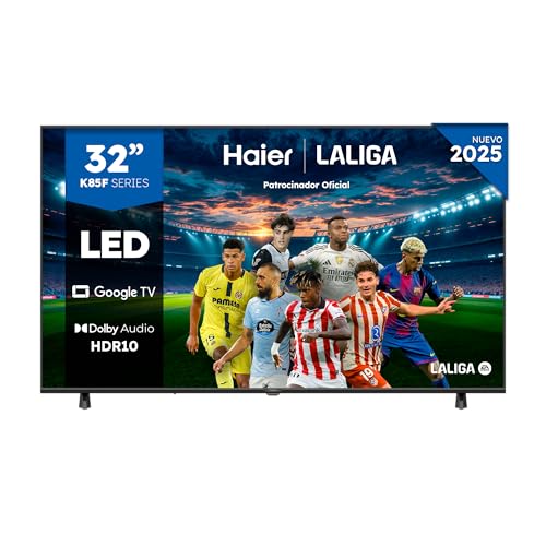 Haier Direct LED Full HD H32K85FFX - 32, Smart TV, Google TV, Dolby Audio, HDR 10, Smart Remote Control, Google Assistant, Procesador Quad Core, Bluetooth 5.1, DBX TV, HDMI 2.1 x 4, Sin Marcos, 2025
