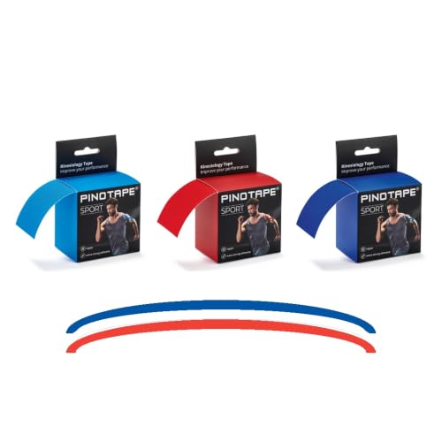 Pinotape Sport | SET ALLEZ LES BLEUS | 3 Tapes je 5 cm x 5 m | Wasserfestes Kinesiotape | Extra Stark | Kinesiologie | Feiert die Freude