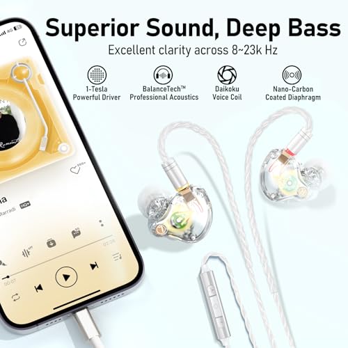 Image of Audiovance Vibes 202ML HiFi Wired Earbuds for iPhone 14 /13 /12 /11 /X, Pro Max