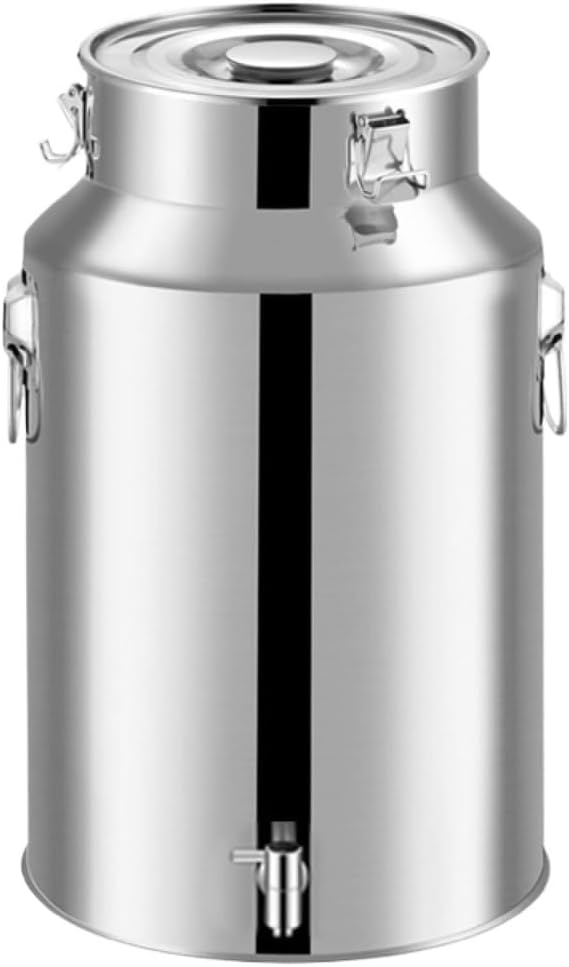 Milk Bucket Milk Can Milk Barrel Sealed Tank Stainless Steel Milk Transport Bucket Wine Pail Canister Oil Jug Liquid Container Storage (Silver 30 * 60cm)