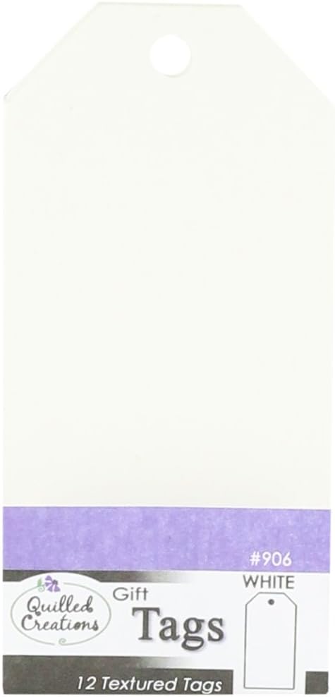 Quilled Creations QC906 Gift/Cardstock Tags, White, 12 Per Package