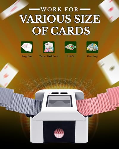 HARIKIKI Kartenmischer Aufladbarer, Automatischer Kartenmischmaschine Elektrische Kompakt Schnell für Verschiedene Kartengrößen 2000 mAh Starke Akkukapazität Lasset Deine Pokernacht noch spannender