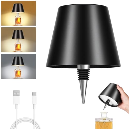Fintoriel Rechargeable Wireless Bottle Lamp Metallic Black
