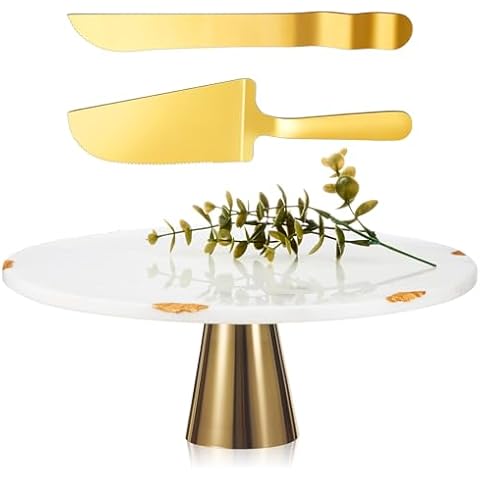 Lallisa 12 Inch Marble Cake Stand Set Cover