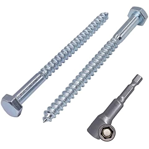 DIN 571 Verzinkter Stahl Sechskant Holzschrauben M8 x 120 mm Schienenschrauben Sechskantschraube Schlüsselschraube Sechskantkopf Cover