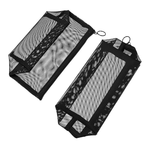 Genérico Bolsa de Almacenamiento de Artículos de Tocador para Hombre, 2 Piezas (triangular y Cuadrada), Gran Capacidad, Malla Transparente Negra, Organizador de Maquillaje y Cosméticos