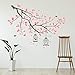 Wallflexi Autocollant Mural Branche Cerisier en Fleur Décoration Murale Murals Amovible Autocollant Décalques Bureau Décoration de Maison, Multicolore
