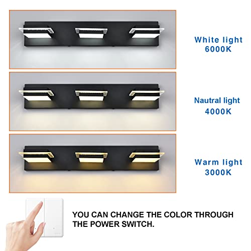 Amartiz Bathroom Light Fixtures Black Vanity Lights Modern 3-Light Bathroom Vanity Light Over Mirror Led Vanity Lights For Bathroom,3 Colors #TOP1