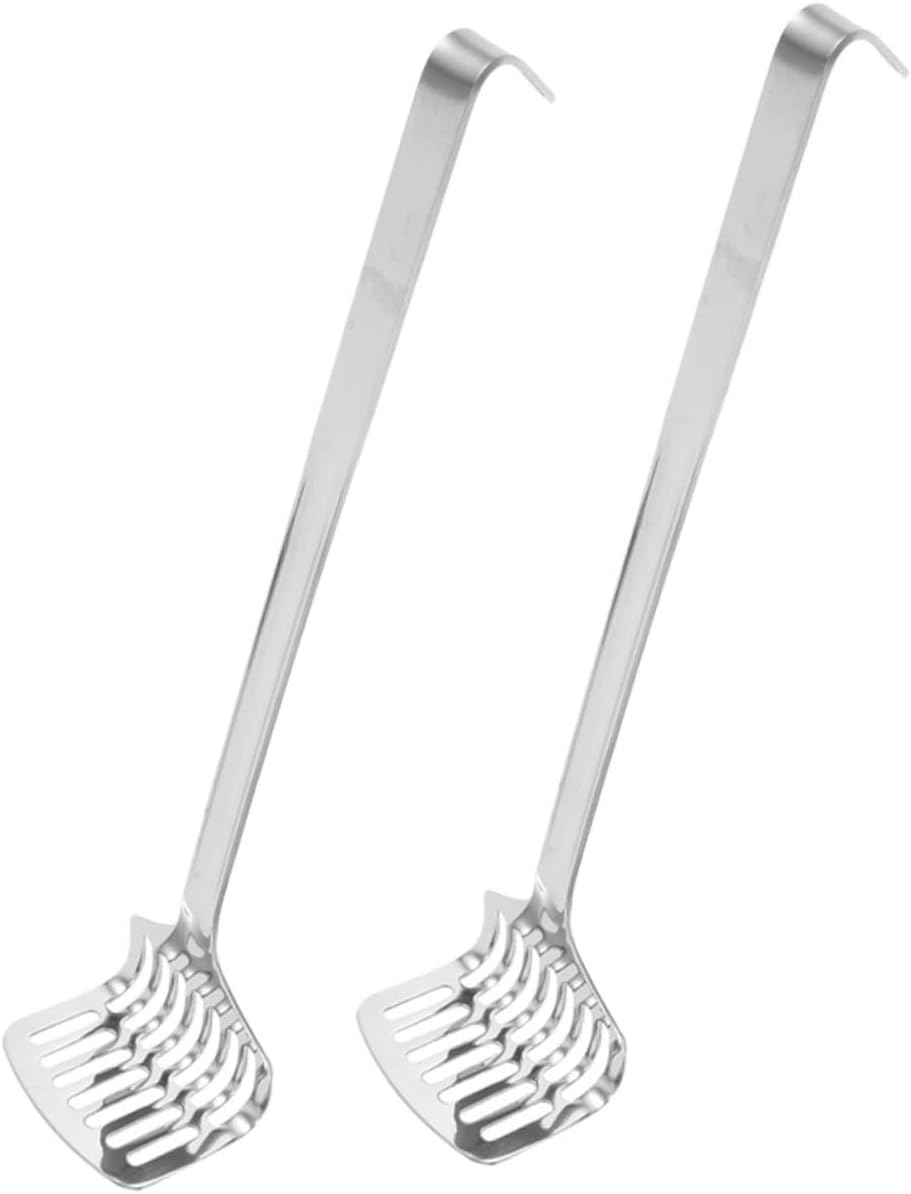 2 Pcs Long Handle Stainless Steel Potato Masher with Ergonomic Grip Kitchen Tool for Mashing Potatoes Fruits and Vegetables