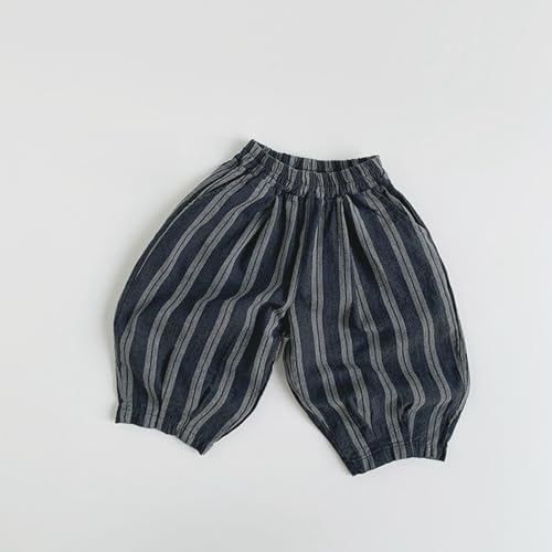 Kids Elastic Striped Harem Trousers Unisex Baby Boys Girls Casual Cotton Linen Loose Long Baggy Pants Toddler Clothes2