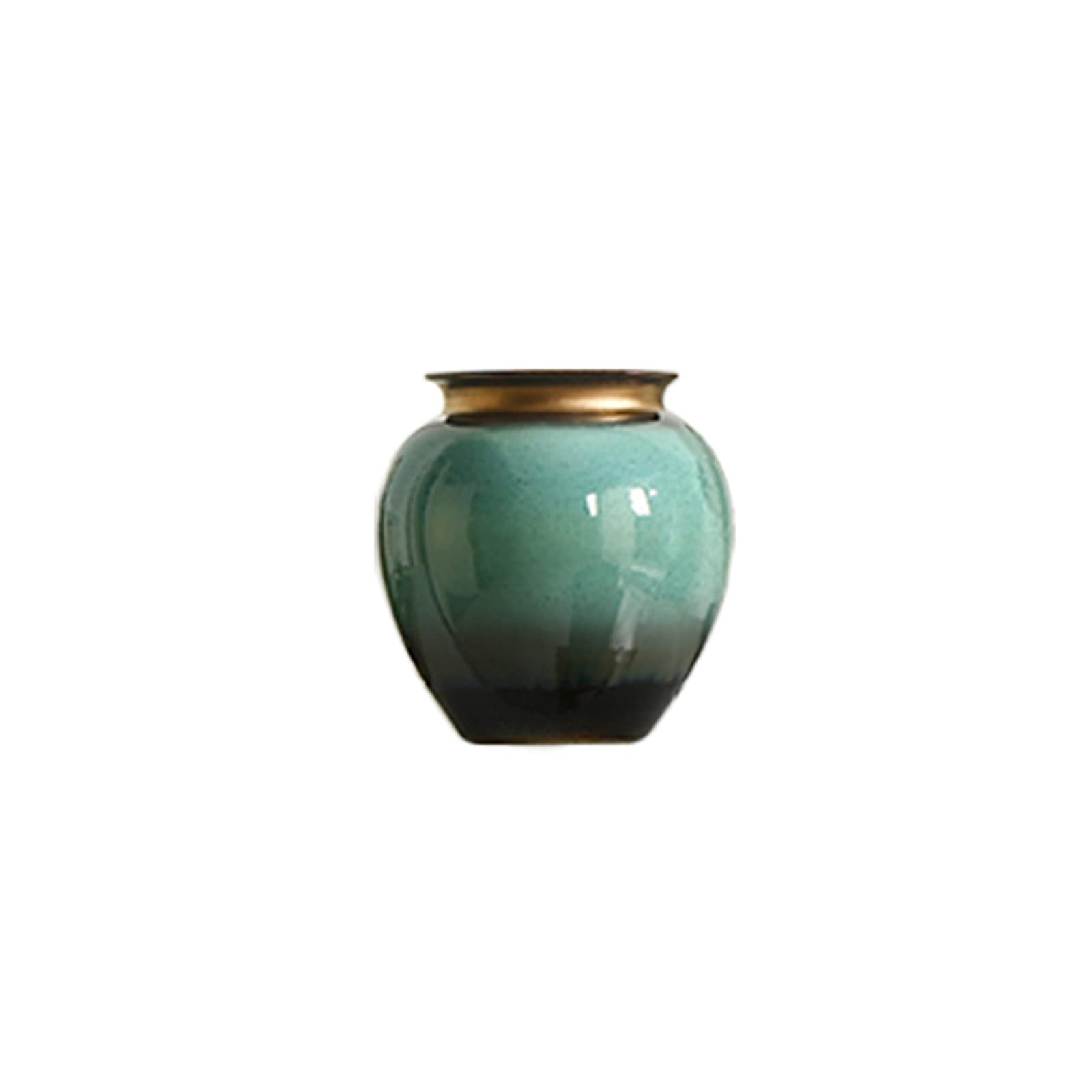 asdchZen Indoor Gardening Vintage Green Vase, Home Porch Corridor Flower Vase Patio Ceramic Vase,28 * 30CM