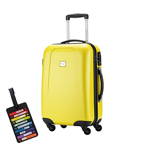 Preisvergleich Produktbild Hauptstadtkoffer Handgepäck Wedding, 55 cm, 42L, Gelb + Design Kofferanhänger