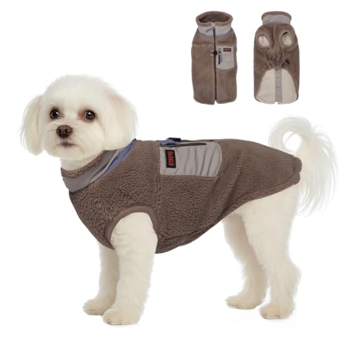 TQFlow Hundemantel Winter Hundekleidung, Hunde Wintermantel Jacke mit Warm Fleece Gefütterte Hundejacke, Winddichter Hunde Jacken für Kleine Mittlere Dogs, Hundeweste mit D-Ring für Outdoor Dog Coat