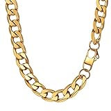 PROSTEEL Cadena Dorada 13mm Collar Grueso y Corto 46cm Cubana Cadena Cuello de Acero Oro para Mujer Chico