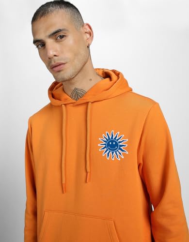 Image of Veirdo Cotton Fleece Regular Fit Full Sleeve Hooded Sweatshirt Front and Back Graphic Printed Jumper Hoodie for Men