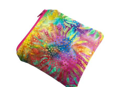 Colorful Batik Fabric Zipper Mini Pouch or Coin Purse