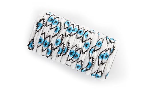 Evil Eye Protection Bangle Bracelet, Bohemian Stackable Beaded Bracelets, Handmade Multicolor Bohemian Stacking Crochet Bracelet, Boho Charm Beach Jewelry for Women, Gift for Her4