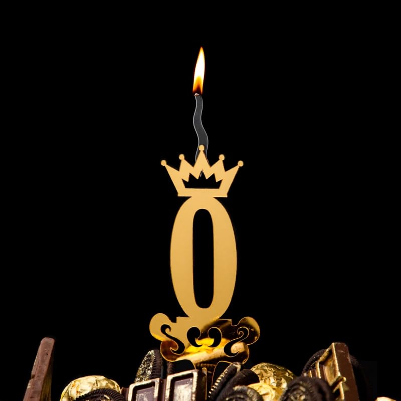 Food Safe Premium Candle Cake Topper for Birthday, Anniversary, and Custom Party Celebrations in Numbers – Gold (Number 0)