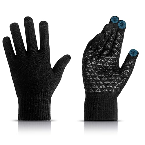 Scotamalone Winter Gloves for Men Women Winter Warm Touchs Screen Anti-Slip Gloves for Running...