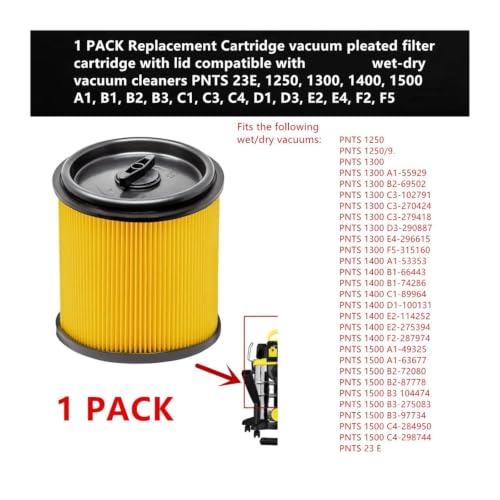 Filtro plisado para Parkside PNTS 23E de cartucho lavable compatible con aspiradora 2