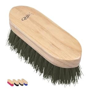 NETPROSHOP Pferdebürste Wurzelbürste mit Festen Farbigen Borsten und Holzgriff, Farbe:Olivgruen