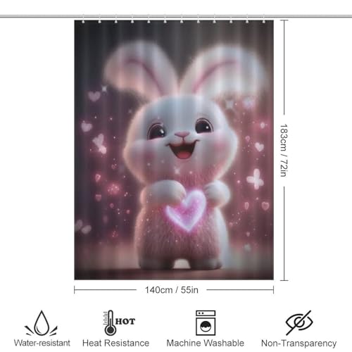 Lapin rideau de douche anti éclaboussure lavable en tissu polyester pour baignoire - 4