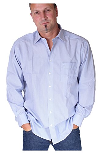 MARVELIS Comfort Fit Hemd Langarm Zuendholzstreifen blau, XL (44)