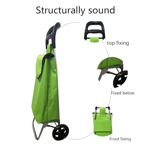 Leichter Einkaufstrolley mit Rädern, faltbarer Schiebe-/Ziehwagen für einfache Lagerung, langlebiges Design mit glatten Rädern für müheloses Einkaufen und Besorgungen – Bild 3
