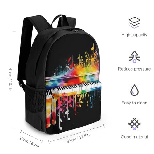 Mochila de Viaje con Bolsillo, Teclado de Piano Colorido, 42x30.5cm miniatura 2