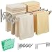 JUPPLIES Stendino da Parete Estensibile 120 cm – Stendibiancheria a Muro Richiudibile per Interno ed Esterno – 5 Barre in Acciaio Inossidabile, Montaggio Facile e Pinze Incluse
