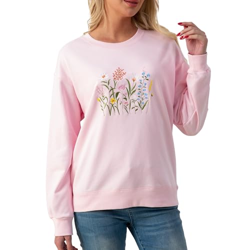 ELAIXV Wildflower Botany Embroidered Oversized Sweatshirt