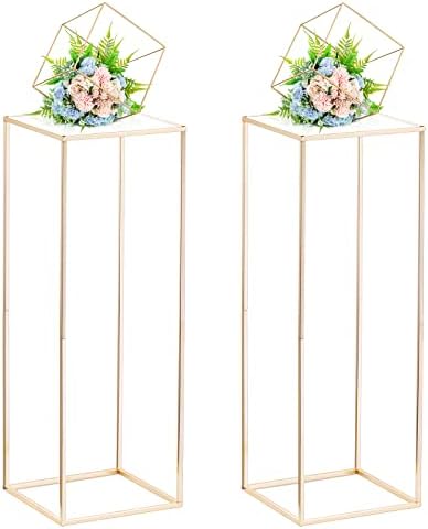 10 Pezzi Vasi In Metallo Dorato Per Matrimonio-Vasi Dorati Per Tavoli A Forma Di Cuore Colonna Da Pavimento Vaso Di Fiori Geometrico Rettangolare Espositore Di Fiori Home Rack 80 Cm 78432758