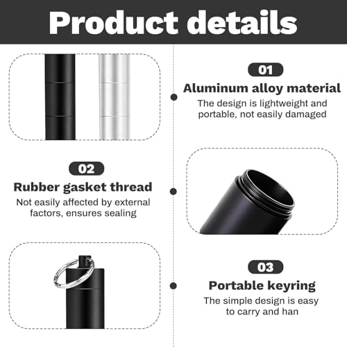 Mini Salzstreuer für Unterwegs, 2 Stück, Aluminium, Wasserdicht, mit Deckel, für Camping Picknick BBQ Reise