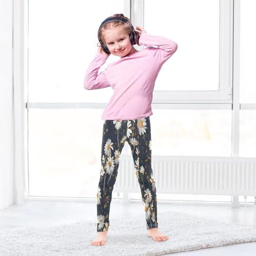 Toddler Girls Leggings Printed Yoga Pants Leggings White Daisy Yellow Dot for Kids4