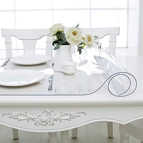 Nisorpa Clear Table Protector,100 x 200cm Clear PVC Table Protector 2mm Clear Table Cloth,Wipeable Transparent Plastic Table Cloth,Waterproof Table Protector