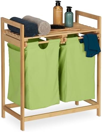 Relaxdays Organizador Ropa Sucia, Estante Baño Bambú con 2 Cestos...