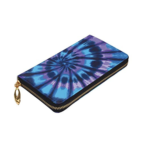 Portefeuille en cuir avec fermeture éclair pour femme tie-dye violet et noir format compact daily