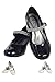 Girls Low Heel Girls Dress Shoe with Rhinestone Strap (4, Black Patent)