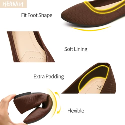 Image of Women's Ballet Flats Shoes Comfortable Mesh Pointed Toe Slip On Dress Shoes | Breathable knit, Memory insole, Lightweight & flexible, Slip-on style, Perfect for daily wear