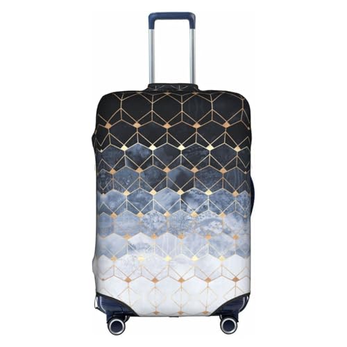 Housse de valise imperméable et élastique blanche motif hexagones taille L