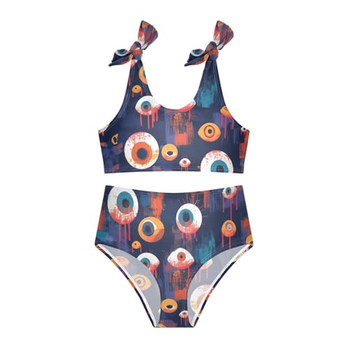 KLL Mystic Boho Evil Eyes Dots Contemporary Girls 2 Piece Bikini Sets Beach Bathing Suit Swimming Suits Adjustable Shoulder3