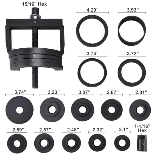 Image of FreeTec Master Wheel Hub Removal Tool Set - C to U Sizes Back and Front Wheel Bearing Remover and Installer Tool Kit