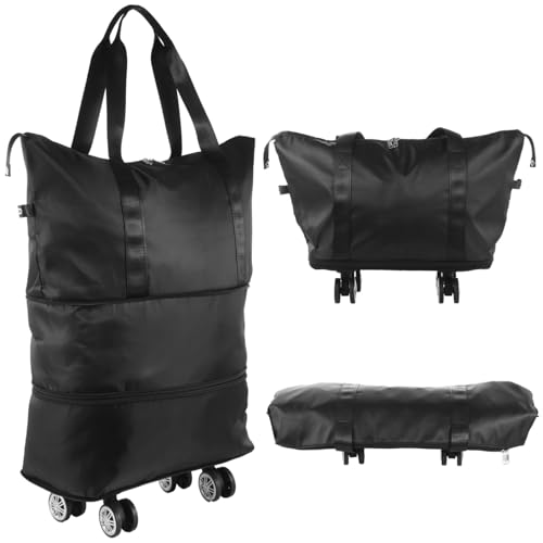 Expandable Wheeled Duffle Bag – Foldable travel bag with dry/wet separation, detachable universal wheels, and strap handles. Ideal for business trips, gym, and rolling luggage use.