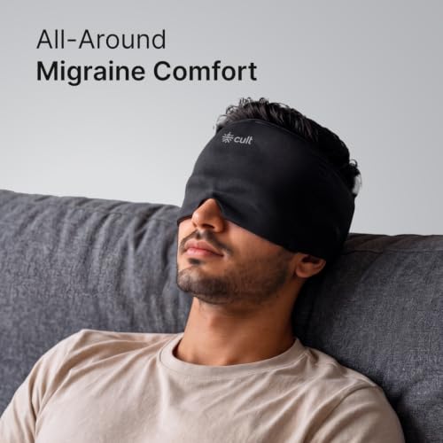 Image of CULT Migraine Relief Cap for Hot & Cold Gel Therapy | 360 Full Head Wrap Ice Mask for Headaches, Sinus Pressure & Tension Stress (Black)