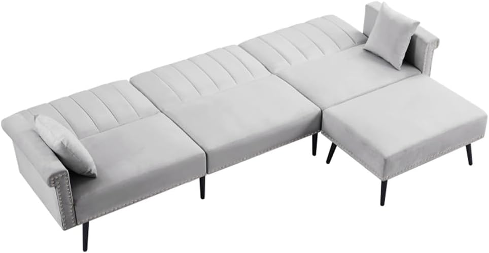 Grey Combination Sofa Bed Easy to Assemble for Indoor Living Room, Bedroom Furniture