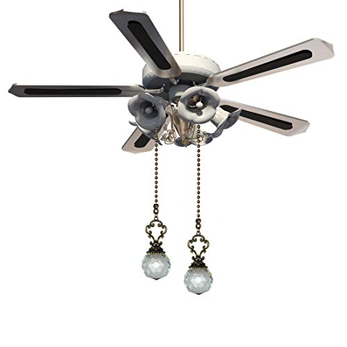 Image of Set of 2 Vintage-Style Clear Fan Pull Ceiling Fan Chain Pulls Crystal Prism Ball