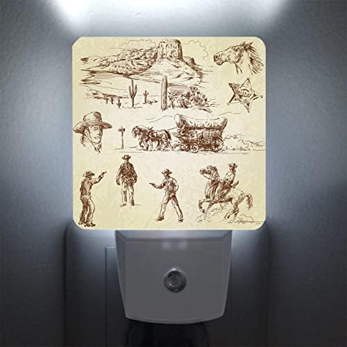 Yobvec Western Night Light for Boys Girls Printed LED Lamp, Night Lights Plug Into Wall for Bedroom, Bathroom, Kitchen 0.5W