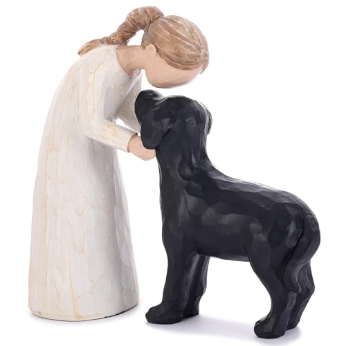 Escultura Clásica de Mujer y Perro en Resina para Decoración