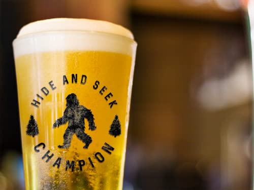 Hide And Seek Champion Pint Glass Funny Bigfoot Sasquatch Joke Novelty Cup-16 Oz Crazy Dog Novelty Pint Glasses With Sarcastic Sayings Soft Comfortable Funny Pint White Standard #TOP4